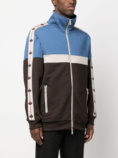 Dsquared2 Logo-stripes Zip-up Sweatshirt In Blue