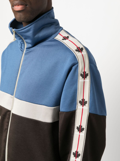 Dsquared2 Logo-stripes Zip-up Sweatshirt In Blue