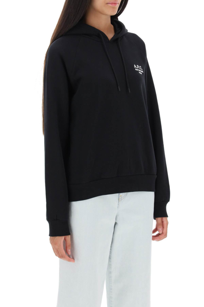 Shop Apc Serena Hoodie With Logo Embroidery In Noir (black)