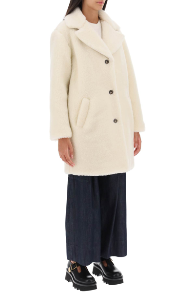 Shop Apc Nicolette Teddy Coat In Ecru (white)
