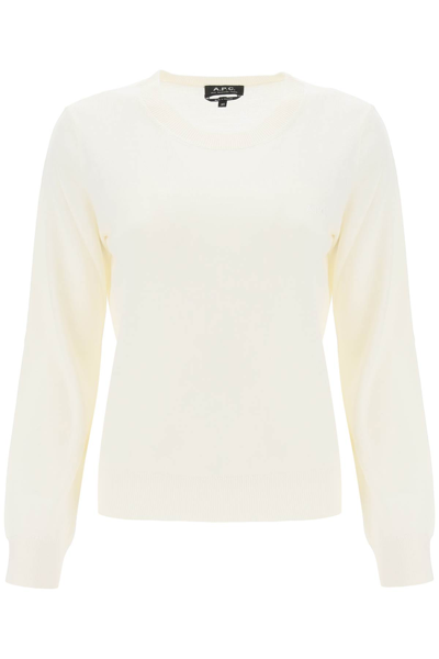 Shop Apc Virginie Crew-neck Sweater In Ecru (white)