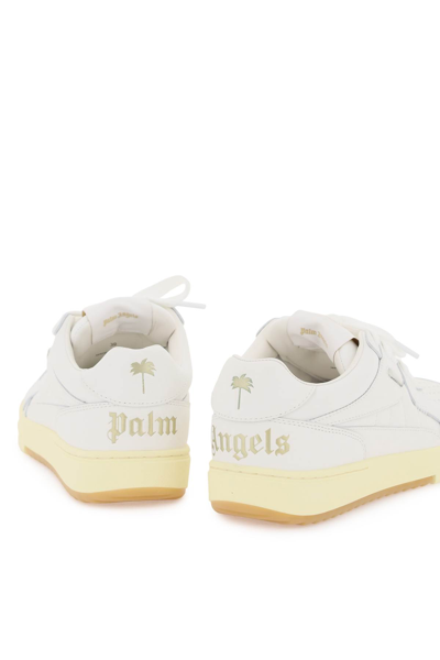 Shop Palm Angels Palm University Leather Sneakers In White White (white)