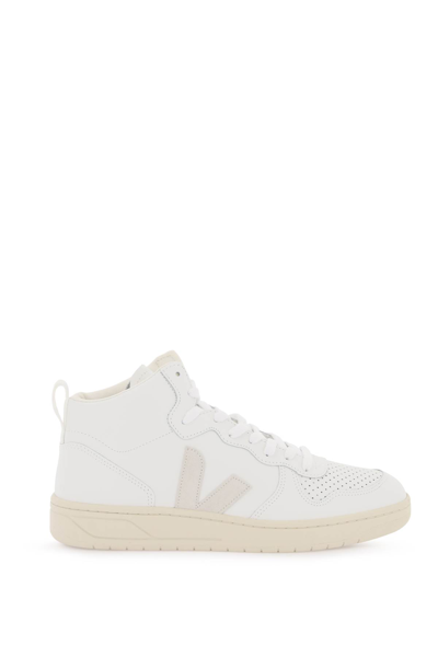 Shop Veja V-15 Hi-top Sneakers In Extra White Natural (white)