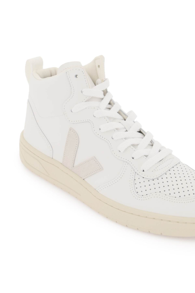 Shop Veja V-15 Hi-top Sneakers In Extra White Natural (white)