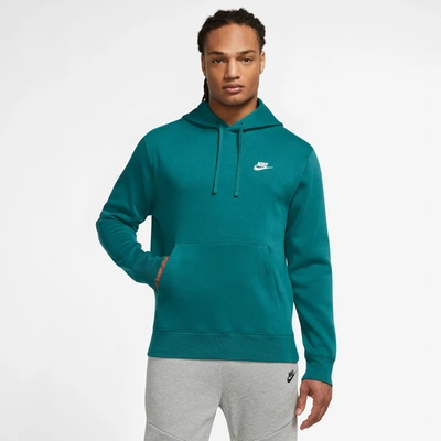 Shop Nike Mens  Club Basketball Pullover Hoodie In White/teal