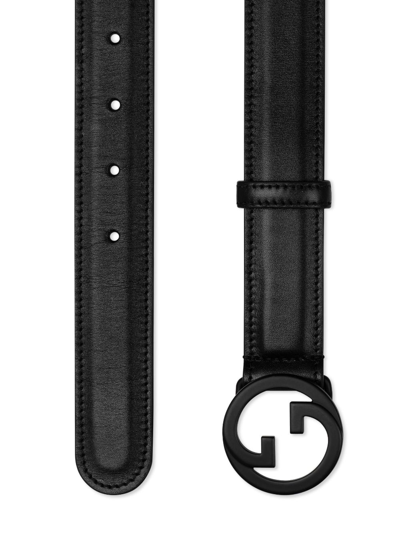 Shop Gucci Blondie Leather Belt In Black