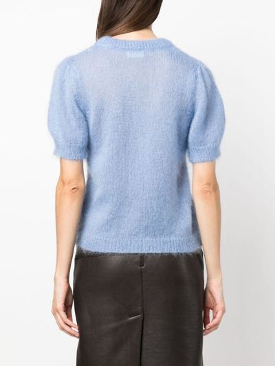 P.a.r.o.s.h Short-sleeve Knitted Top In Blue