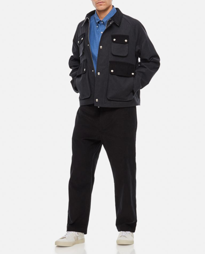 Shop Thom Browne Cropped Relaxed Field Jacket Top Applied Pockets In Black