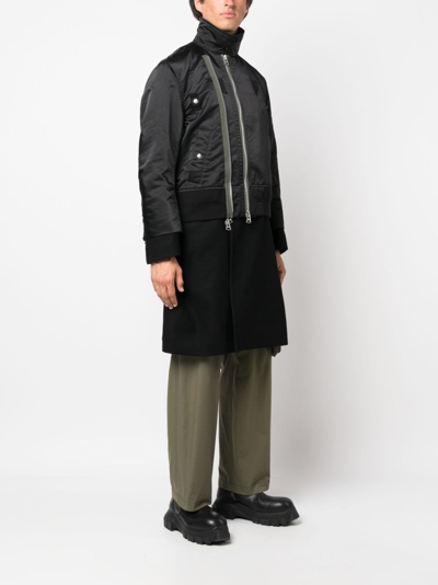 Shop Sacai Hybrid Bomber-style Coat In Black
