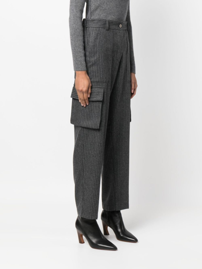 Shop Forte Forte Pinstripe-pattern Cargo Trousers In Grey