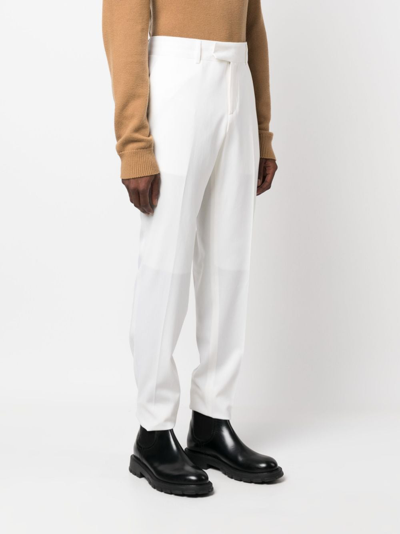 Shop Lardini Off-centre Fastening Chino Trousers In White