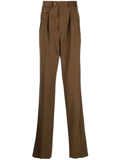 Shop Lardini Pleated-waist Chino Trousers In Brown