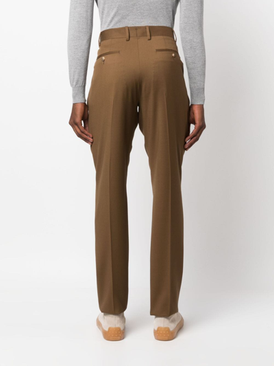 Shop Lardini Pleated-waist Chino Trousers In Brown