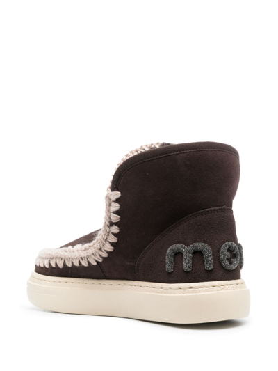 Shop Mou Eskimo Whipstitch-trim Ankle Boots In Brown