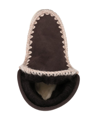 Mou Eskimo Whipstitch-trim Ankle Boots In Brown
