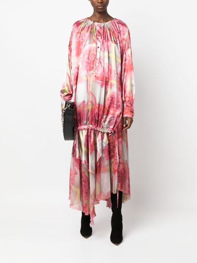 Shop Diesel D-cabir Floral-print Maxi Dress In Pink