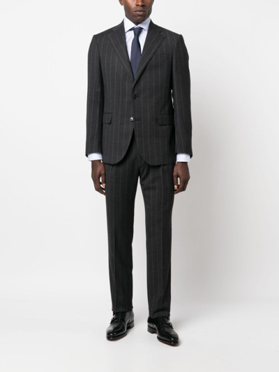 Corneliani Pinstripe-pattern Single-breasted Suit In Grey