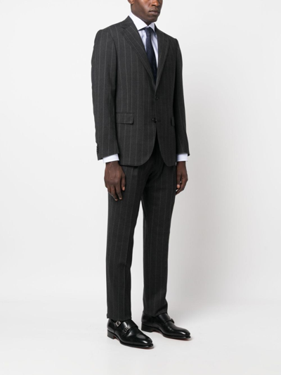 Corneliani Pinstripe-pattern Single-breasted Suit In Grey