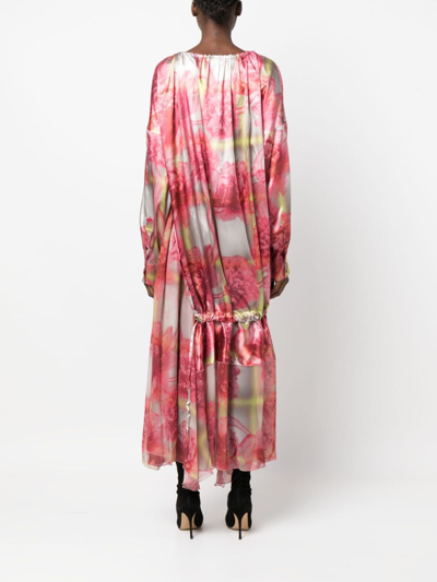 Shop Diesel D-cabir Floral-print Maxi Dress In Pink