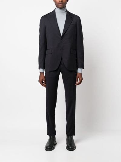 Lardini Tailored Black Wool Suit In Blue