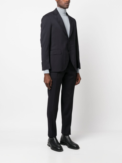 Lardini Tailored Black Wool Suit In Blue