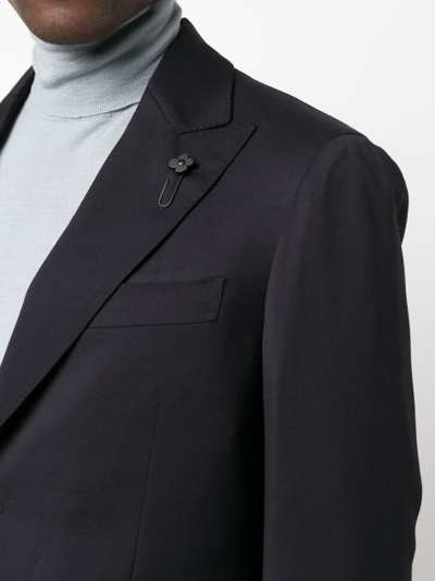Lardini Tailored Black Wool Suit In Blue