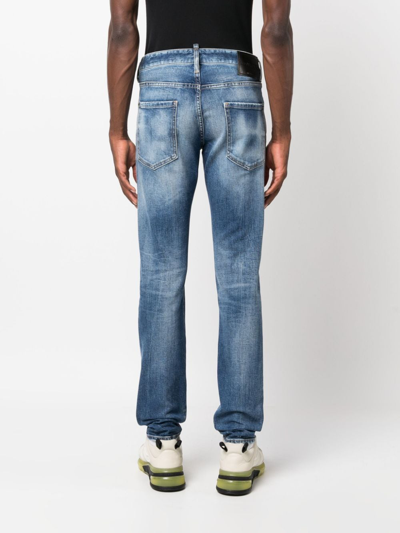 Dsquared2 Icon-print Slim-cut Jeans In Blau