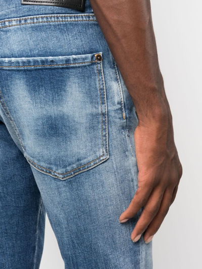 Dsquared2 Icon-print Slim-cut Jeans In Blau