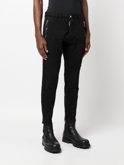 Shop Dsquared2 Black Bull Slim-cut Trousers In Schwarz