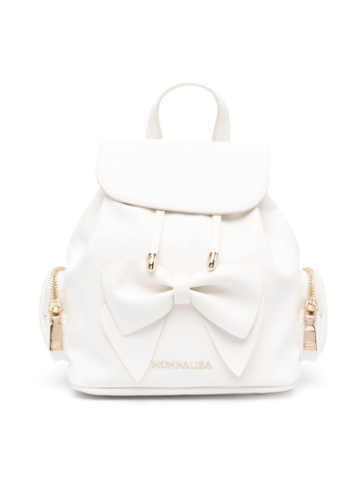 Shop Monnalisa Logo-lettering Leather Backpack In White