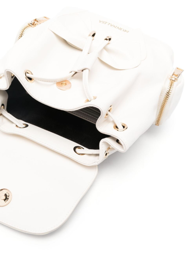 Shop Monnalisa Logo-lettering Leather Backpack In White