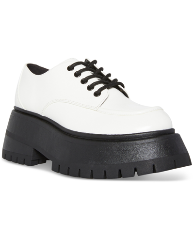 Shop Madden Girl Philipa Lace-up Lug Platform Oxford Loafers In White Box