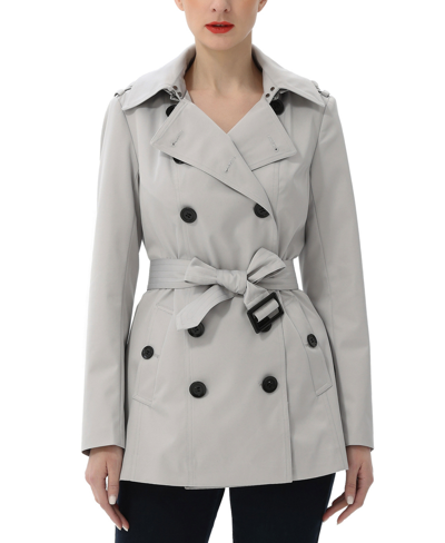 Shop Kimi & Kai Women's Noa Water-resistant Shell Trench Coat In Gray