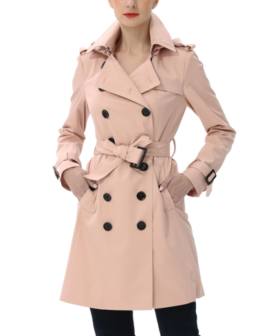 Shop Kimi & Kai Women's Adley Water Resistant Hooded Trench Coat In Blush