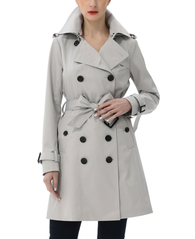 Shop Kimi & Kai Women's Adley Water Resistant Hooded Trench Coat In Gray