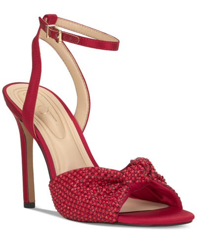 Shop Jessica Simpson Women's Ohela Ankle-strap Dress Sandals In Red Muse Satin