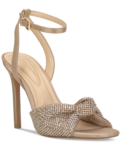 Shop Jessica Simpson Women's Ohela Ankle-strap Dress Sandals In Champagne Textile