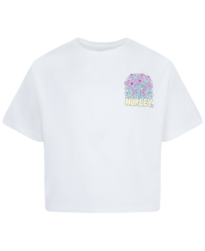 Shop Hurley Big Girls Flowers Grow Boxy Short Sleeves T-shirt In Marshmallow