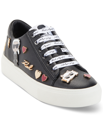 Shop Karl Lagerfeld Women's Cate Embellished Lace-up Low-top Sneakers In Blk:black