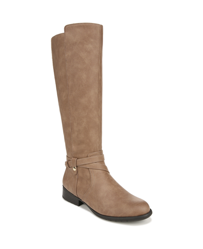 Shop Lifestride X-trovert Wide Calf Riding Boots In Mushroom Faux Leather