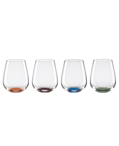 Shop Oneida Bottoms Up Color Bottom Stemless Wine Glasses, Set Of 4 In Multi