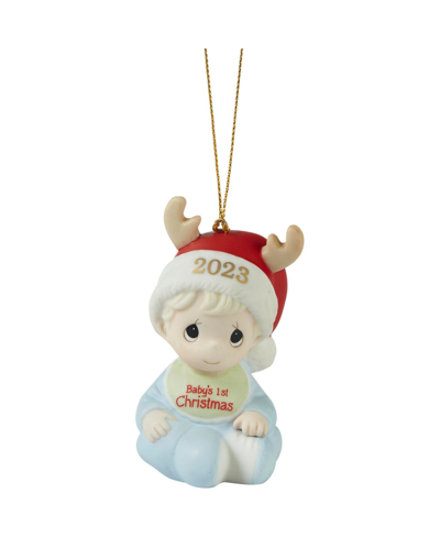 Shop Precious Moments Baby's First Christmas 2023 Dated Boy Bisque Porcelain Ornament In Multicolored