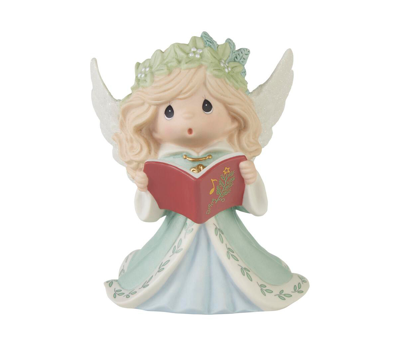 Shop Precious Moments Wishing You Joyful Sounds Of The Season Annual Angel Bisque Porcelain Figurine In Multicolored