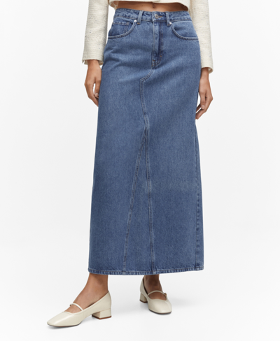 Shop Mango Women's Denim Long Skirt In Medium Blue