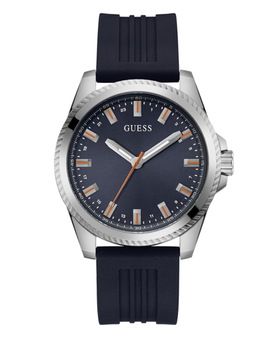 Shop Guess Men's Analog Navy Silicone Watch 44mm