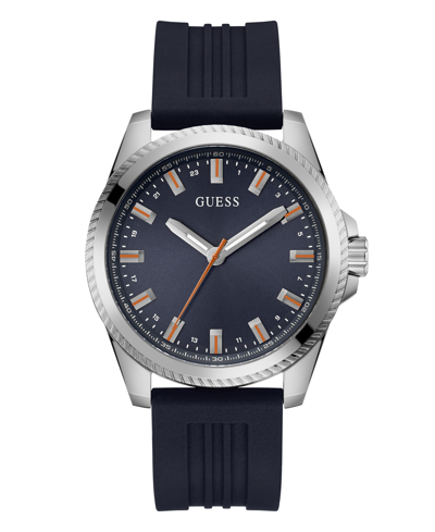 Guess Men's Analog Navy Silicone Watch 44mm In Navy