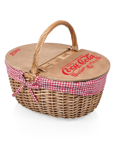 Shop Picnic Time Coca-cola Country Picnic Basket In Red White Gingham Pattern