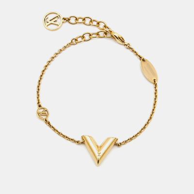 Pre-owned Louis Vuitton Essential V Gold Tone Bracelet