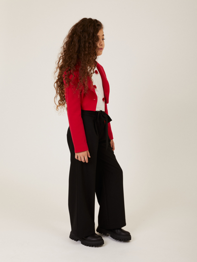 Monnalisa Lightweight Trousers With Jewel Button In Black