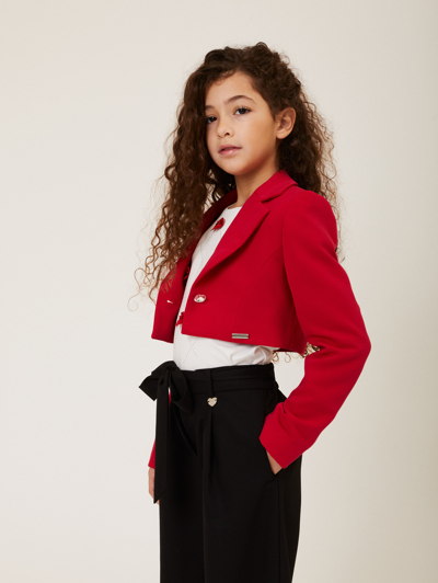 Monnalisa Lightweight Trousers With Jewel Button In Black